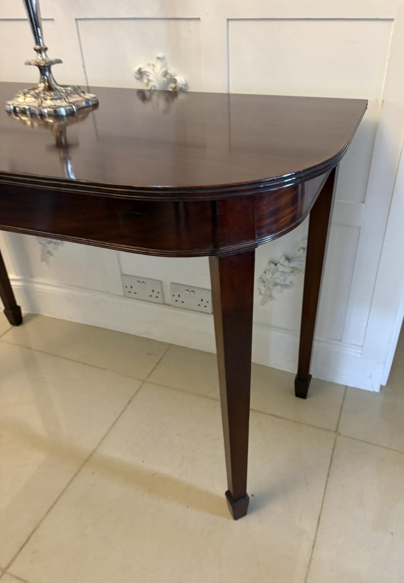 Antique Georgian Mahogany Demi Lune Console Table - Image 7